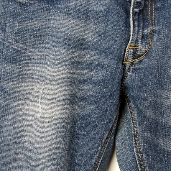 Motivi Women Jeans Size 4 Tapered Legs Low Rise Medium Wash Distress Rhinestones - Picture 4 of 8